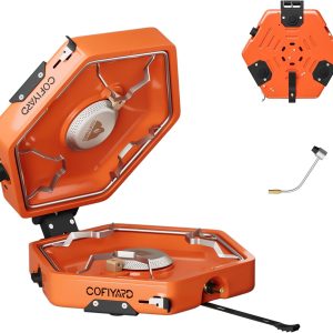 Propane 2 Burner Camping Stove with Carrying Bag, Portable Folding Gas Stove for Camping, Backpacking Camp Stove for Outdoor Cooking, With 17,000 BTU Adjustable Burners for BBQ, Tailgating