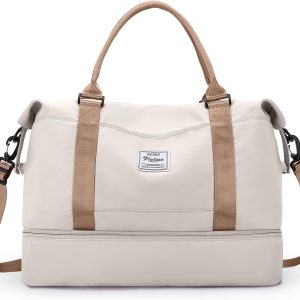 Travel Duffel Bag with Shoes Compartment, Weekender Overnight Bag for Women,Carry on Personal Item Bag,Gym Bag