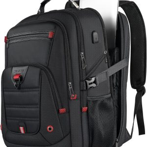 Z-MGKISS Extra Large Travel Backpack, TSA Backpack 17.3 Inch, 50L Anti Theft 17 Inch Big Business Laptop Backpack for Men & Women, Water Resistant College Rucksack Bag with USB Port, Black